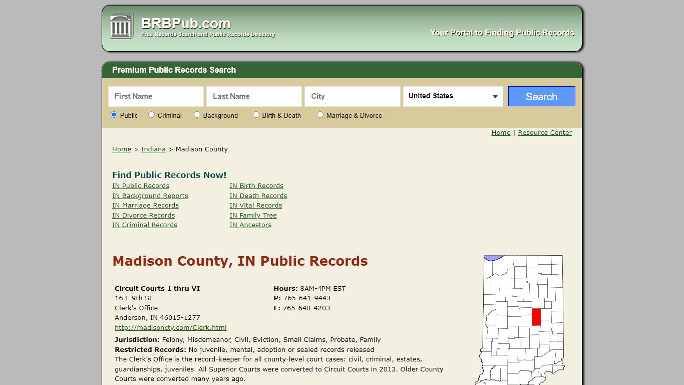 Madison County Public Records | Search Indiana Government ...